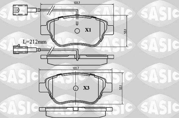 Тормозные колодки Sasic передние для Fiat Linea 2006-2026. Артикул 6210015