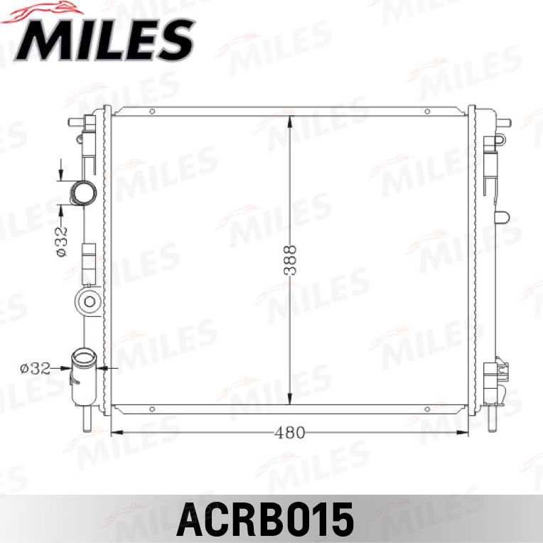 Радиатор охлаждения двигателя Miles для Renault Logan II 2007-2026. Артикул ACRB015