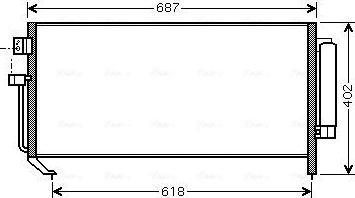 Радиатор кондиционера (конденсатор) AVA (алюминий) для Subaru Forester II 2002-2008. Артикул SU5060D