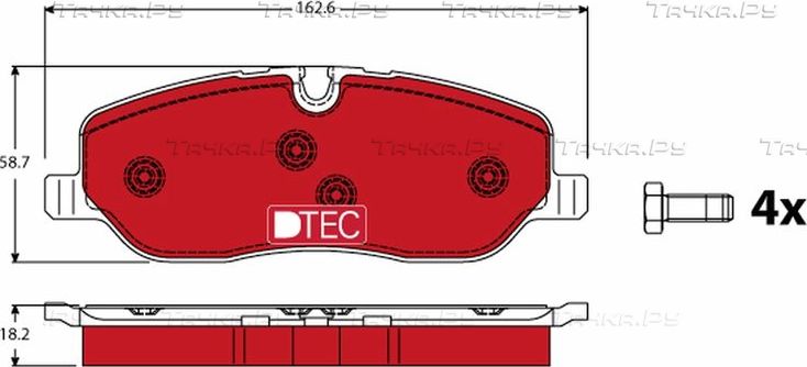 Тормозные колодки TRW DTEC COTEC. Артикул GDB1631DTE
