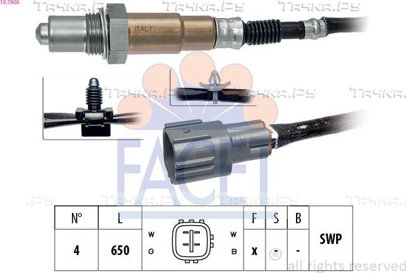 Лямбда-зонд (кислородный датчик) Facet Made in Italy - OE Equivalent для Subaru Forester I 1998-2002. Артикул 10.7805
