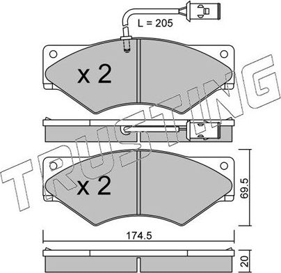 Тормозные колодки Trusting передние для IVECO Daily II 1991-1999. Артикул 866.0