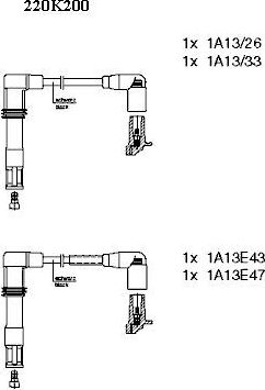 Высоковольтные провода (провода зажигания) (комплект) Bremi для SEAT Ibiza II 2000-2002. Артикул 220K200