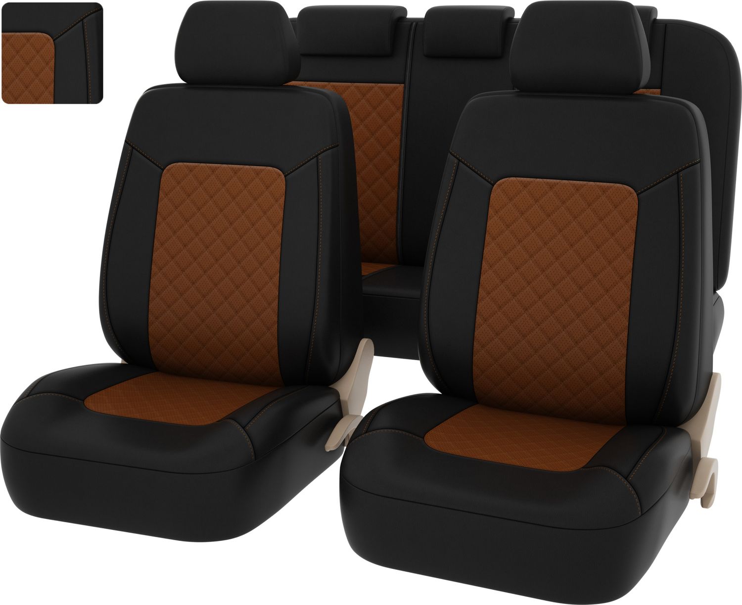 Чехлы универсальные PSV Elegant Next на сидения, цвет Ромб Черный-Паприка. Артикул 129514