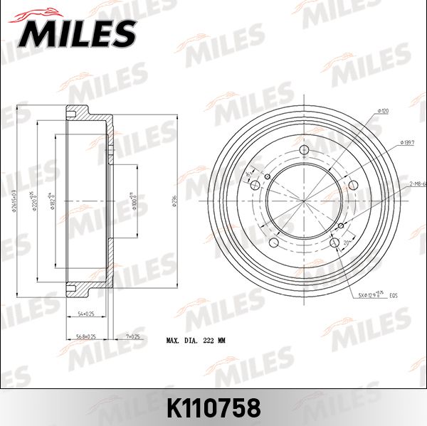 Тормозной барабан Miles. Артикул K110758