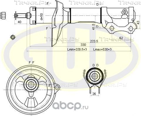 Амортизатор G.U.D. передний для SEAT Arosa I 1997-2004. Артикул GSA333712