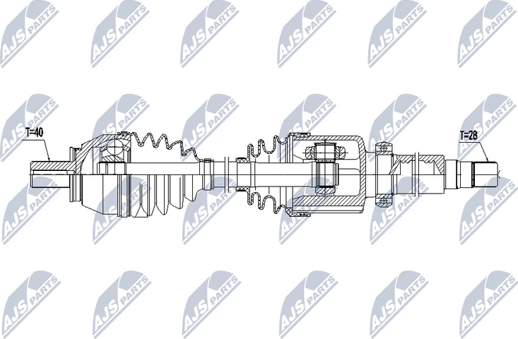 Полуось (привод в сборе, приводной вал) NTY. Артикул NPW-FR-086