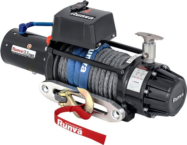 Лебёдка электрическая 12V Runva 12500 lbs 5670 кг комбинированный роспуск (влагозащищенная) синтетический трос. Артикул EWB12500SSRMAC