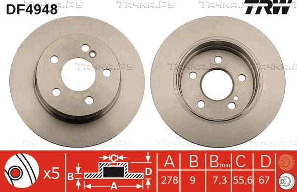 Тормозной диск TRW. Артикул DF4948