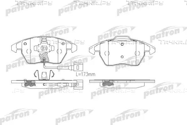 Тормозные колодки Patron передние для Citroen C4 I 2004-2011. Артикул PBP1728