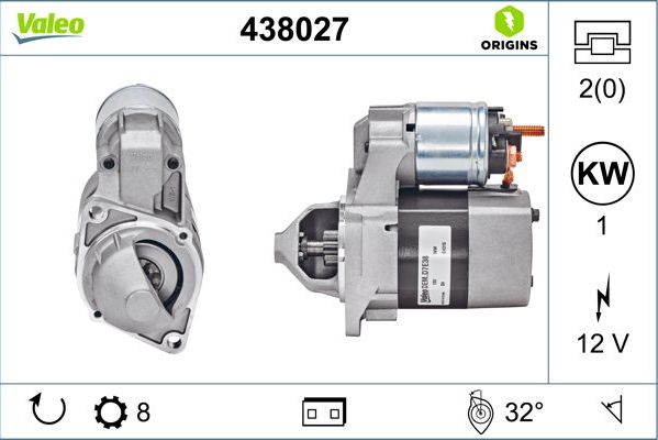 Стартер Valeo VALEO ORIGINS NEW OE TECHNOLOGY. Артикул 438027