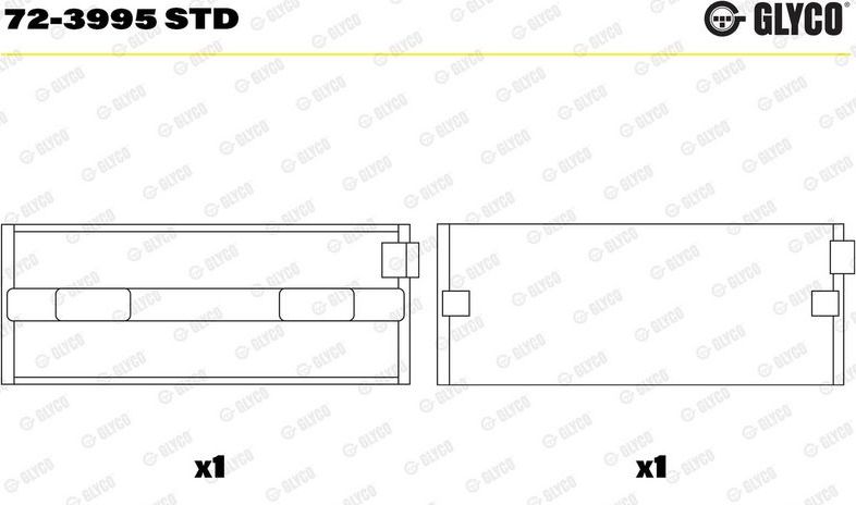 Вкладыши коренные Glyco для Alfa Romeo Giulietta III 2010-2026. Артикул 72-3995 STD