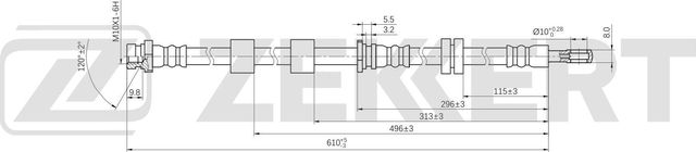 Тормозной шланг Zekkert передний правый для Mitsubishi Outlander XL 2006-2012. Артикул BS-9564