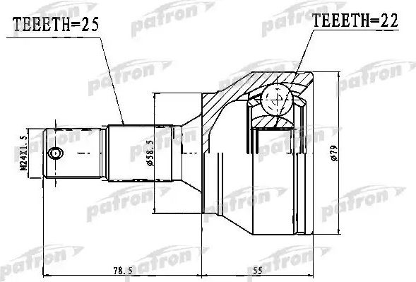 Шрус наружный (граната) Patron (резина). Артикул PCV1765