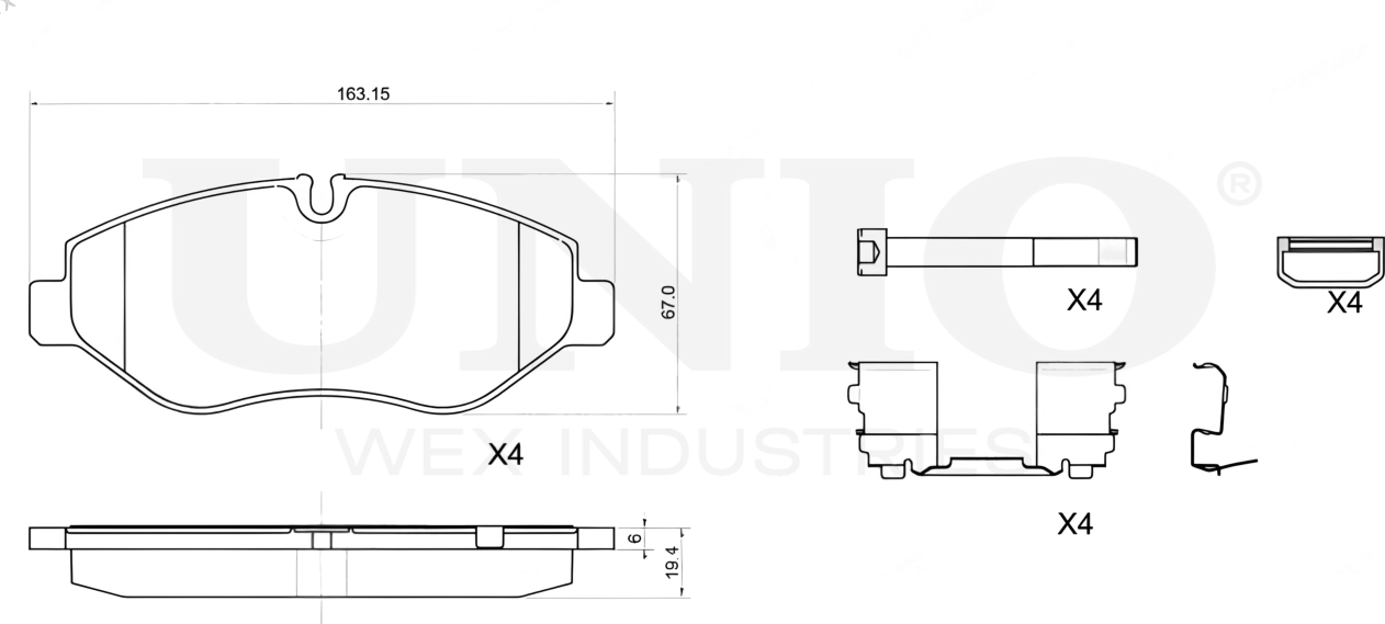 Колодки тормозные дисковые, комплект (Unio). Артикул BRP-20407