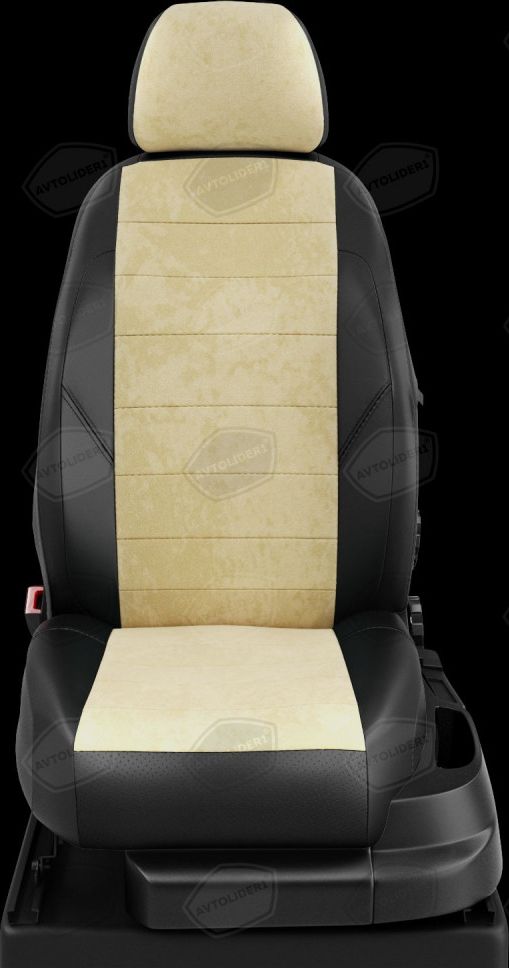 Чехлы Автолидер на сидения для Geely MK седан 2008-2026, цвет Черный/Бежевая алькантара. Артикул GL09-0200-EC40