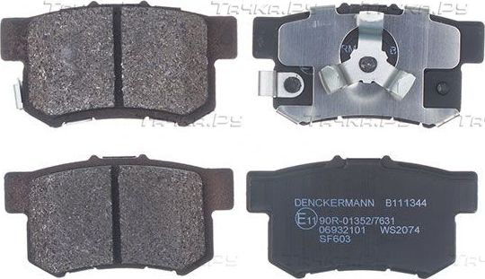 Тормозные колодки Denckermann задние для Honda FR-V 2004-2009. Артикул B111344