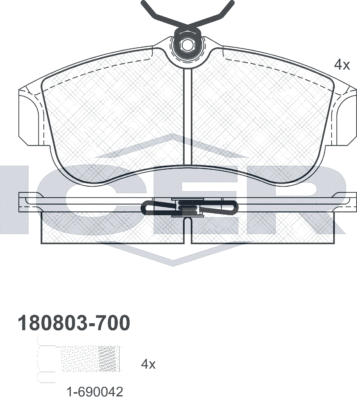 Тормозные колодки Icer. Артикул 180803-700