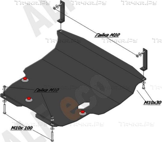 Защита алюминиевая Alfeco для картера и КПП Hyundai Getz 2002-2011. Артикул ALF.10.04 AL4