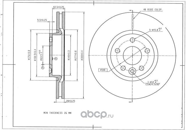 Диск тормозной AVANTECH. Артикул BR3002S