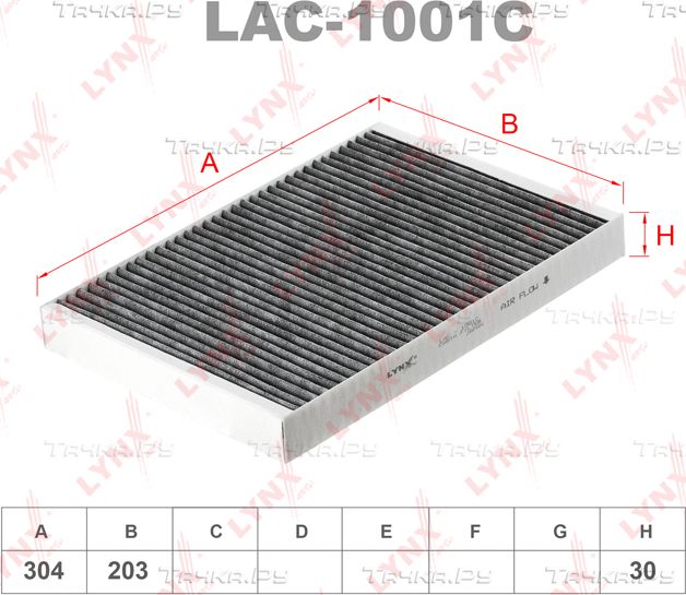 Салонный фильтр LYNXauto для Audi A4 III (B7) 2002-2009. Артикул LAC-1001C