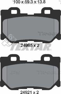 Тормозные колодки Textar задние для Infiniti Q70 I 2013-2026. Артикул 2499501