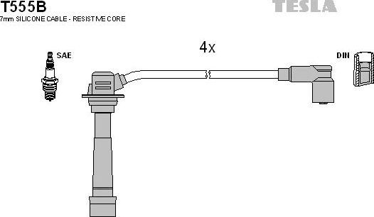 Высоковольтные провода (провода зажигания) (комплект) Tesla. Артикул T555B