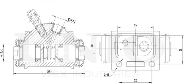 Цилиндр тормозной рабочий (Unio). Артикул BRC-20550