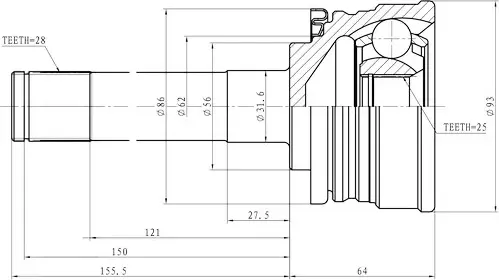 Шрус наружный Mitsubishi Pajero II V14W-V55W (91-04) (Zikmar). Артикул Z87218R