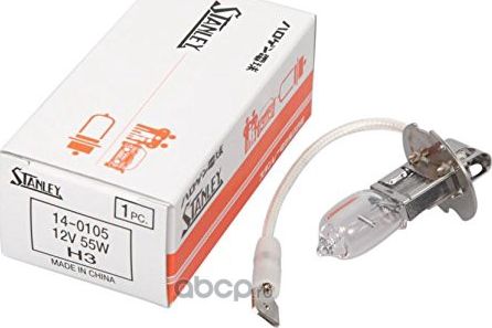 Лампа головного освещения галогенная H3 12V 55W (Stanley). Артикул 140105W