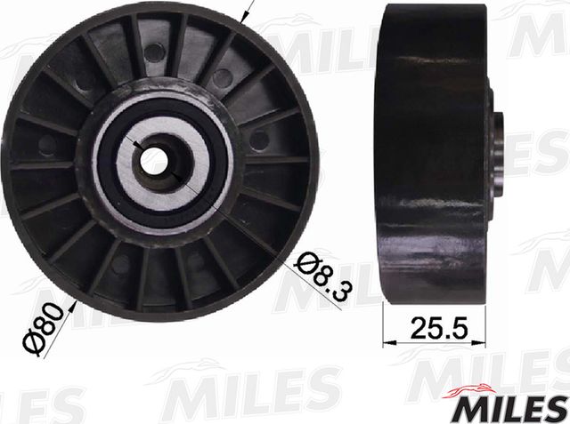 Натяжной ролик (натяжитель) приводного поликлинового ремня Miles. Артикул AG03083