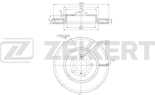 Тормозной диск Zekkert передний для Toyota Corolla E210 2019-2026. Артикул BS-6816