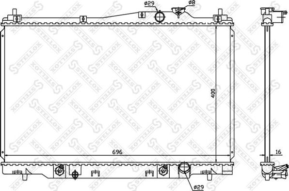 Радиатор охлаждения двигателя Stellox для Honda Stream I 2001-2006. Артикул 10-26680-SX