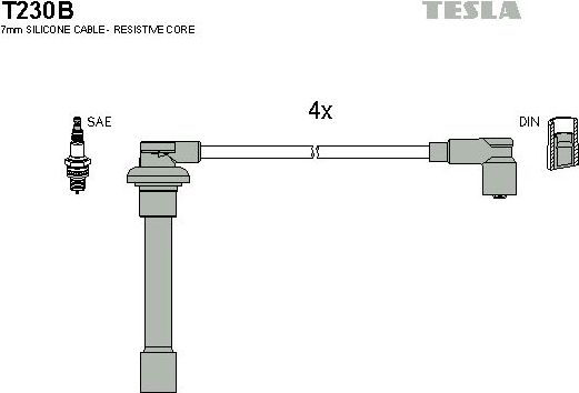 Высоковольтные провода (провода зажигания) (комплект) Tesla. Артикул T230B
