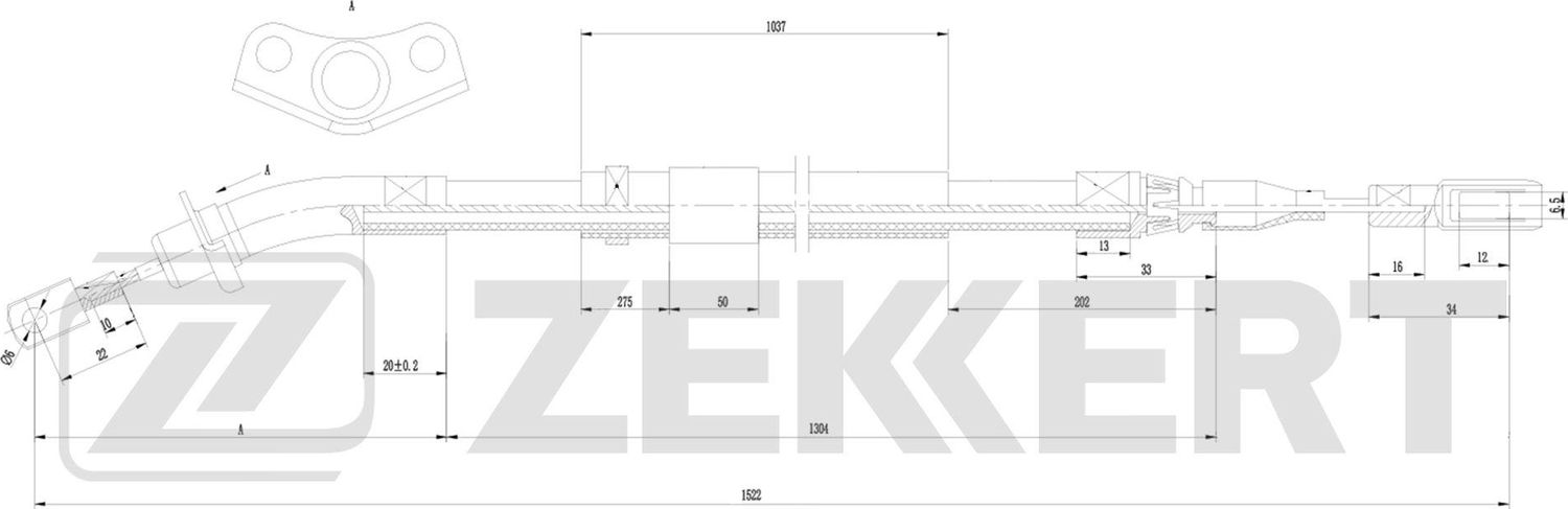Трос ручника (тросик ручного тормоза) Zekkert. Артикул BZ-1406