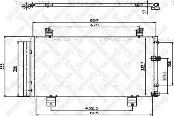 Радиатор кондиционера (конденсатор) Stellox (алюминий). Артикул 10-45681-SX
