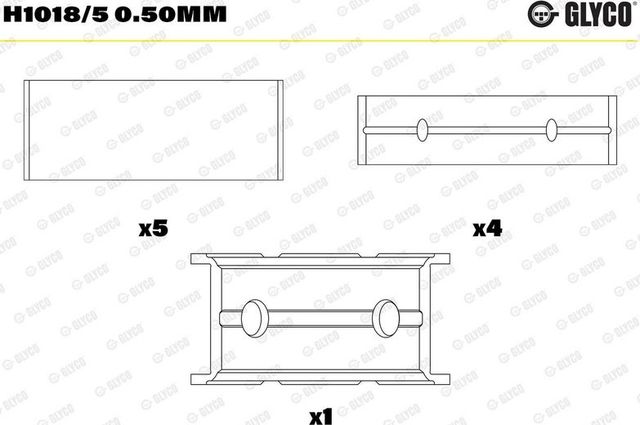 Вкладыши коренные Glyco для Ford Edge II 2015-2018. Артикул H1018/5 0.50mm