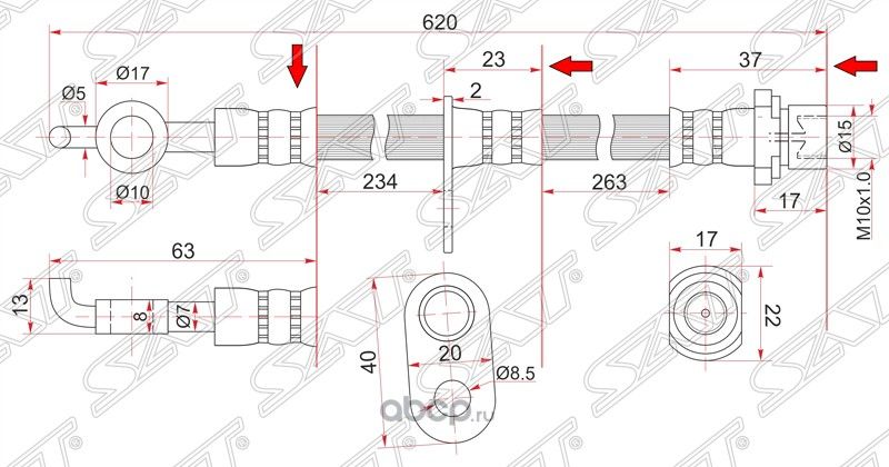 Шланг тормозной передний Таиланд TOYOTA COROLLA (SAT). Артикул ST9094702C48