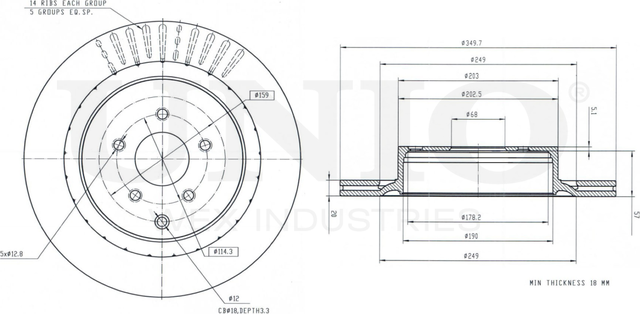 Диск тормозной (Unio). Артикул BRD-20353