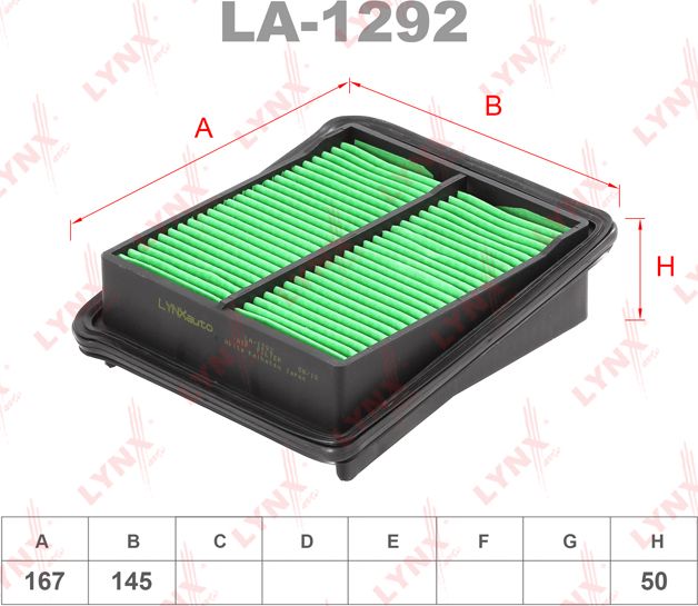 Воздушный фильтр LYNXauto для Honda Jazz I 2002-2008. Артикул LA-1292