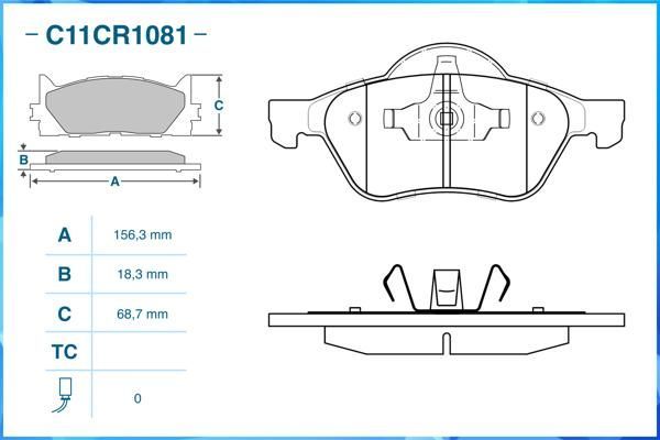 Тормозные колодки Cworks. Артикул C11CR1081