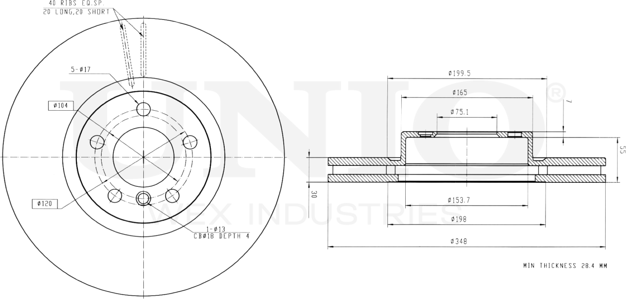 Диск тормозной (Unio). Артикул BRD-20254