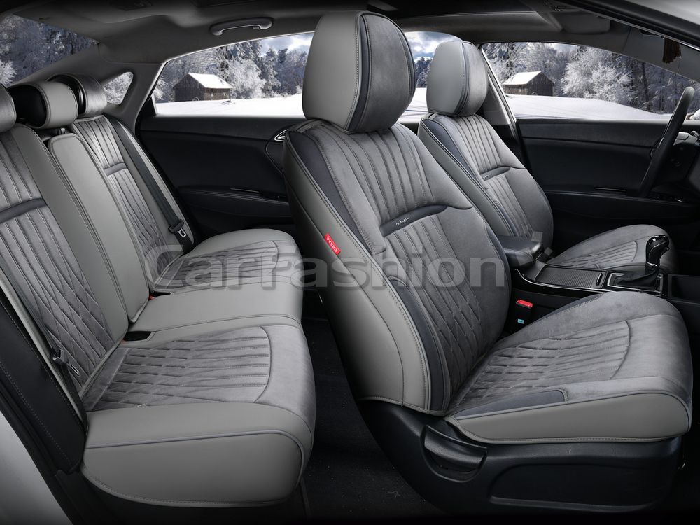 Чехлы универсальные каркасные CarFashion 5D Diplomat Plus на сидения авто, цвет Серый/Серый/Серый. Артикул 27309