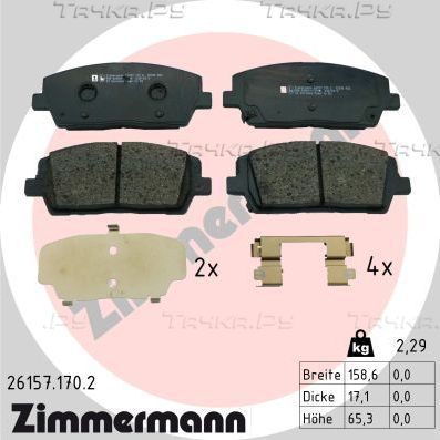 Тормозные колодки Zimmermann передние для Kia Sorento III Prime 2015-2026. Артикул 26157.170.2