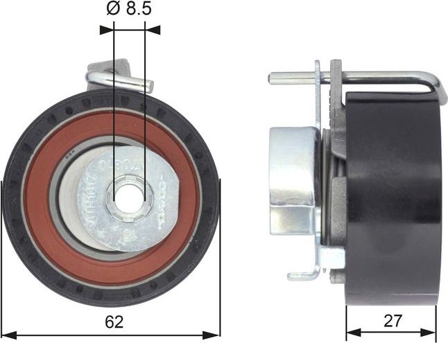 Натяжной ролик (натяжитель) ремня ГРМ Gates PowerGrip®. Артикул T43171