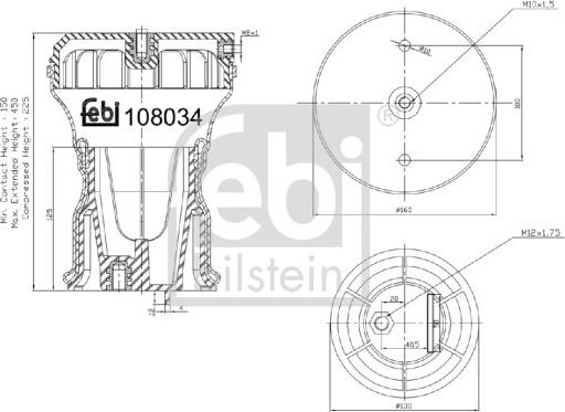 Пневмоподушка (пневморессора) Febi Bilstein задняя для IVECO Daily IV 2006-2011. Артикул 108034