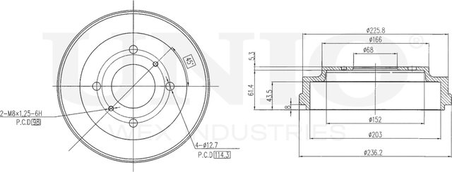 Барабан тормозной (Unio). Артикул BRD-10011