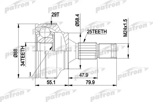 Шрус наружный (граната) Patron. Артикул PCV1302