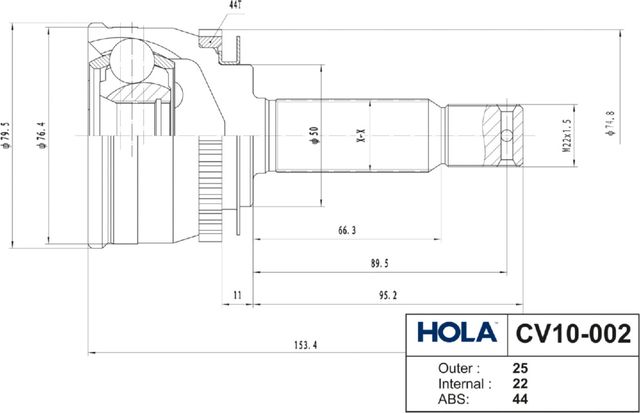 Шрус наружный (граната) HOLA. Артикул CV10-002