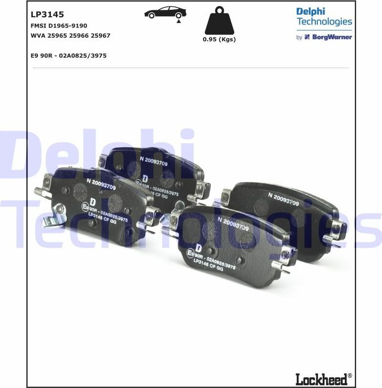 Тормозные колодки Delphi (Low-Metallic). Артикул LP3145